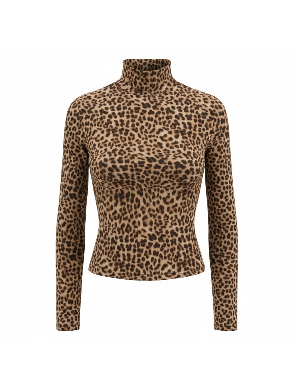 Soft leopard print mock neck top